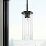 1_Downtown Blakeley 5"W Stem Matte Black Pendant w/ Clear Shade
