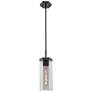 2_Downtown Blakeley 5"W Stem Matte Black Pendant w/ Light Smoke Shade