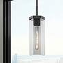 1_Downtown Blakeley 5"W Stem Matte Black Pendant w/ Light Smoke Shade
