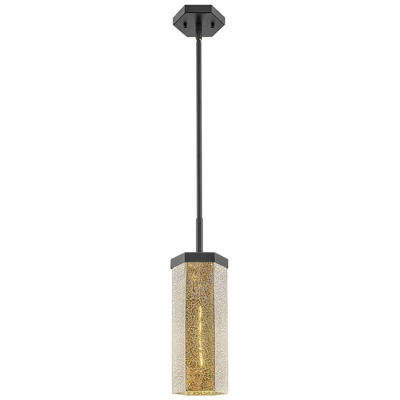 Image 2 Downtown Blakeley 5"W Stem Matte Black Pendant w/ Mercury Shade