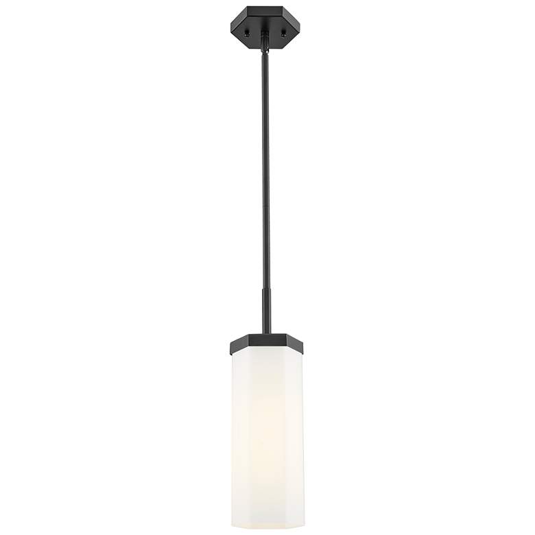 Image 2 Downtown Blakeley 5"W Stem Matte Black Pendant w/ White Shade