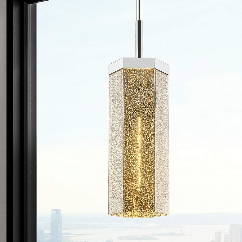 Image 1 Downtown Blakeley 5"W Stem Polished Nickel Pendant w/ Mercury Shade