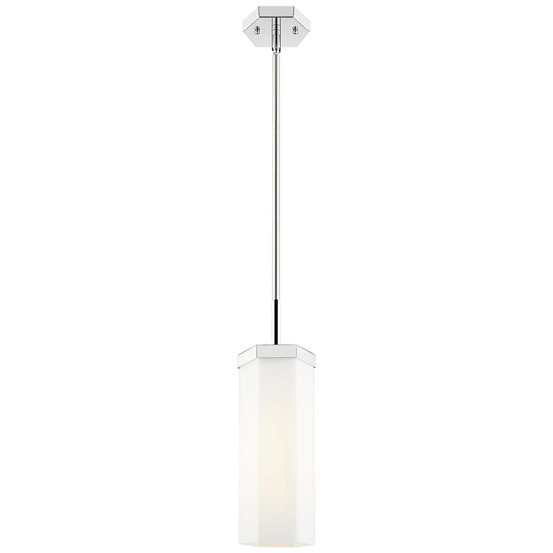 Image 2 Downtown Blakeley 5"W Stem Polished Nickel Pendant w/ White Shade