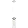 2_Downtown Blakeley 5"W Stem Satin Nickel Pendant w/ Clear Shade