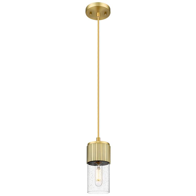 Image 1 Downtown Bolivar 5"W Cord Brushed Brass Pendant w/ Seedy Shade