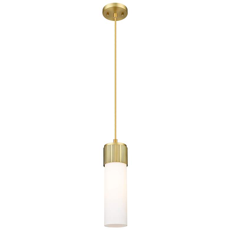 Image 1 Downtown Bolivar 5"W Cord Brushed Brass Pendant w/ White Shade
