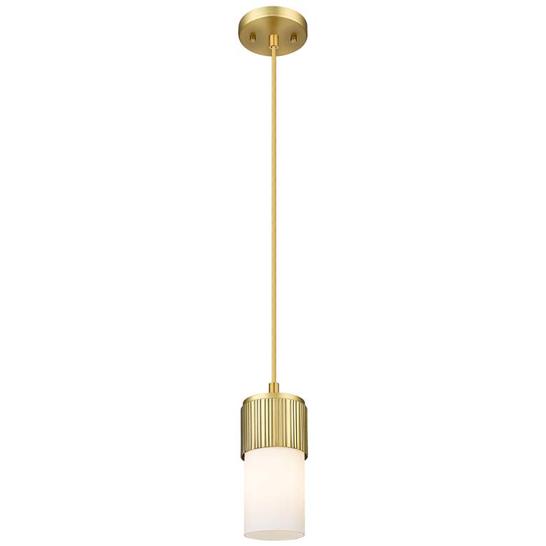 Image 1 Downtown Bolivar 5"W Cord Brushed Brass Pendant w/ White Shade