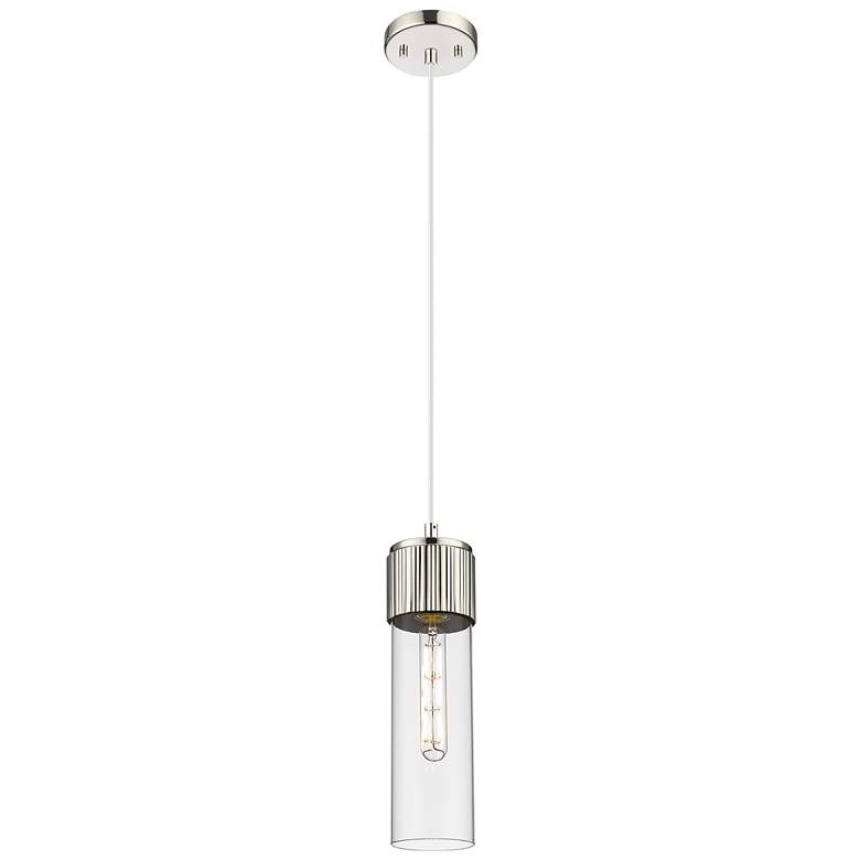 Image 1 Downtown Bolivar 5"W Cord Polished Nickel Pendant w/ Clear Shade