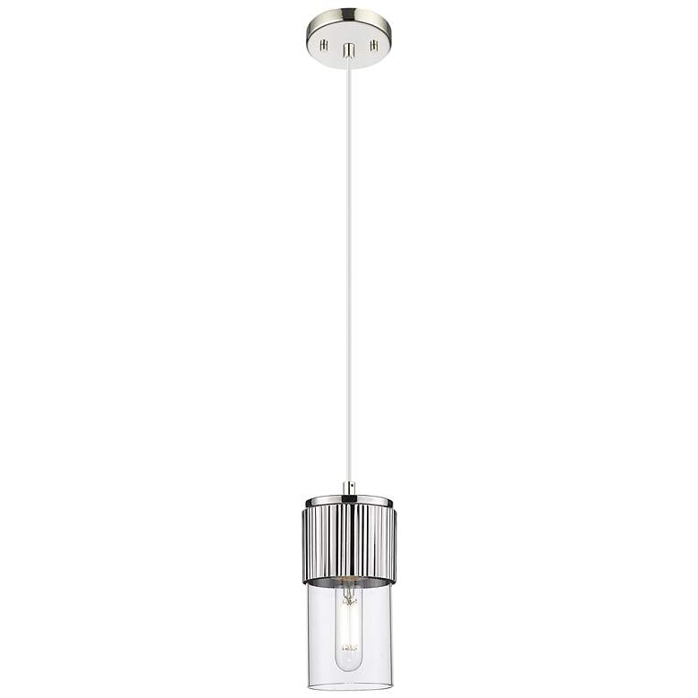 Image 1 Downtown Bolivar 5"W Cord Polished Nickel Pendant w/ Clear Shade