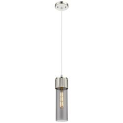 Downtown Bolivar 5"W Cord Polished Nickel Pendant w/ Light Smoke Shade