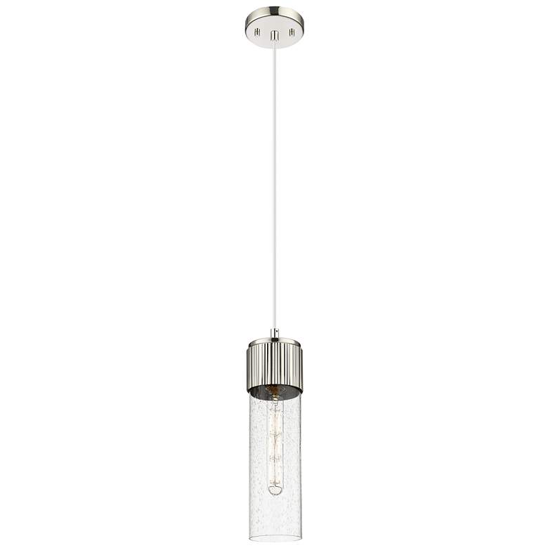 Image 1 Downtown Bolivar 5"W Cord Polished Nickel Pendant w/ Seedy Shade