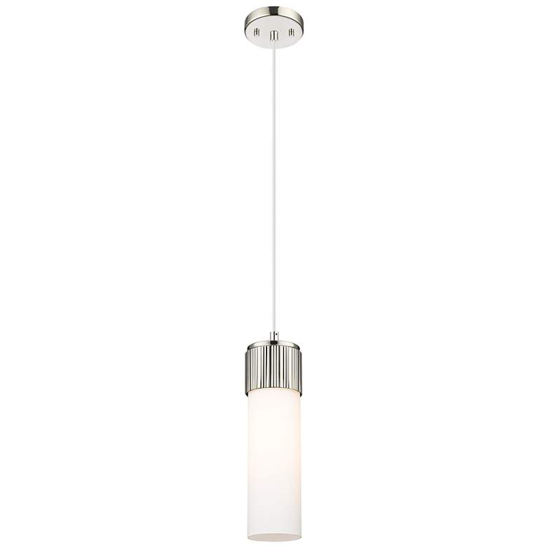 Image 1 Downtown Bolivar 5"W Cord Polished Nickel Pendant w/ White Shade