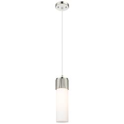 Downtown Bolivar 5"W Cord Polished Nickel Pendant w/ White Shade