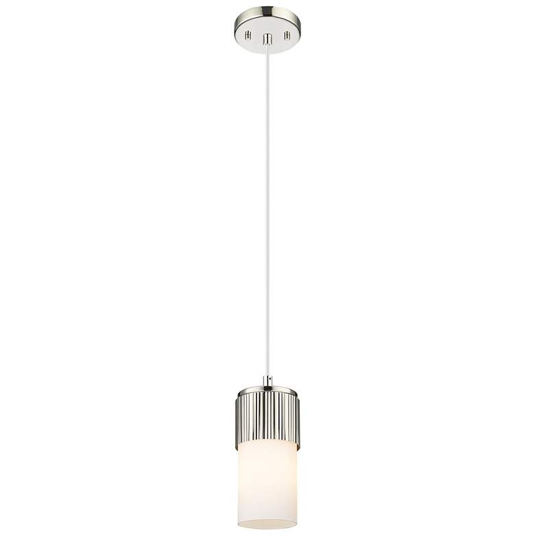 Image 1 Downtown Bolivar 5"W Cord Polished Nickel Pendant w/ White Shade