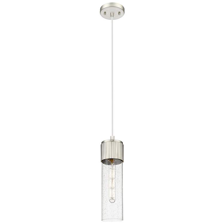 Image 1 Downtown Bolivar 5"W Cord Satin Nickel Pendant w/ Seedy Shade