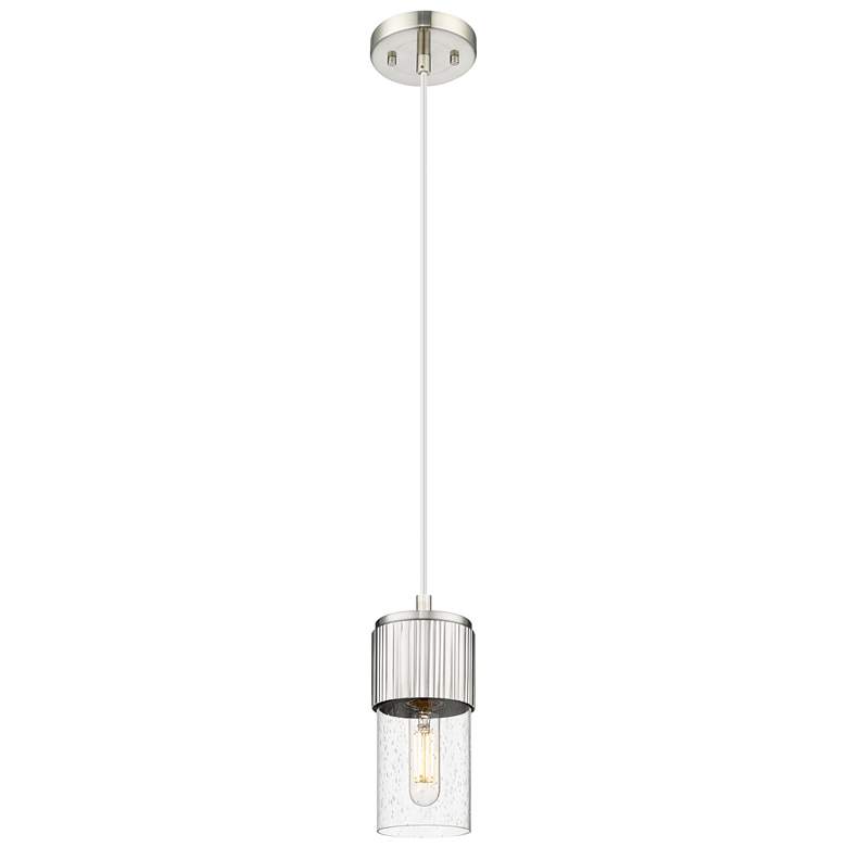 Image 1 Downtown Bolivar 5"W Cord Satin Nickel Pendant w/ Seedy Shade