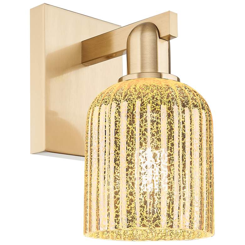 Image 1 Downtown Bridal Veil 11 "H Bronze Wall Sconce w/ Mercury Swirl Shade