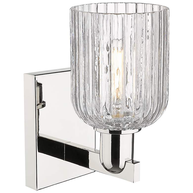 Image 2 Downtown Bridal Veil 11 "H Nickel Wall Sconce w/ Clear Swirl Shade more views