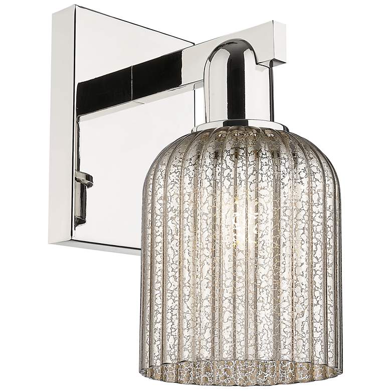 Image 1 Downtown Bridal Veil 11 "H Nickel Wall Sconce w/ Mercury Swirl Shade