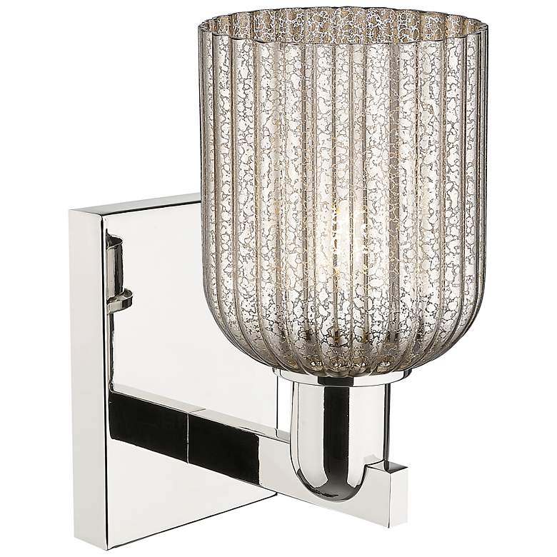 Image 2 Downtown Bridal Veil 11 "H Nickel Wall Sconce w/ Mercury Swirl Shade more views