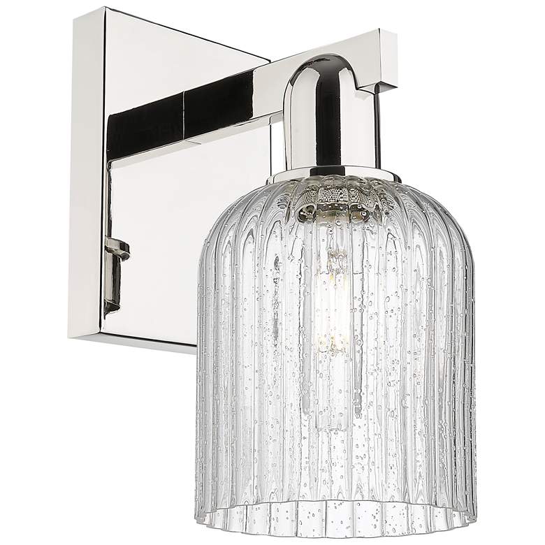 Image 1 Downtown Bridal Veil 11 "H Nickel Wall Sconce w/ Seedy Swirl Shade