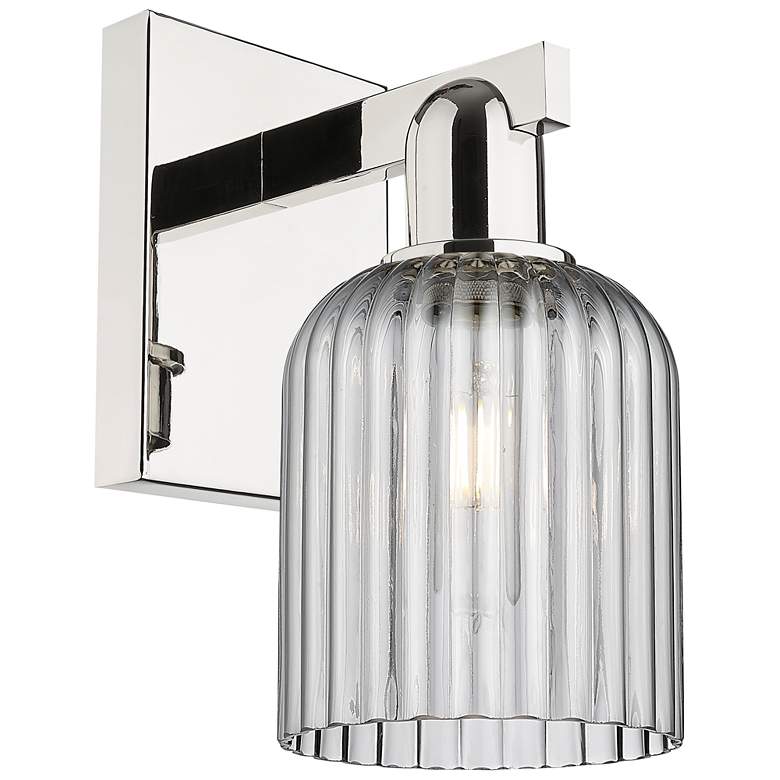 Image 1 Downtown Bridal Veil 11 "H Nickel Wall Sconce w/ Smoke Swirl Shade