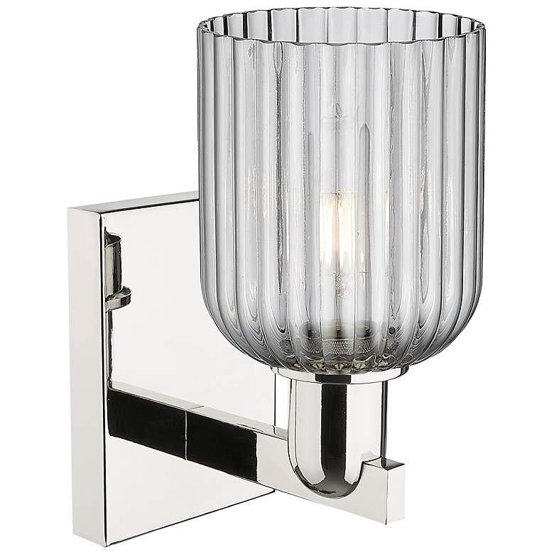 Image 2 Downtown Bridal Veil 11 "H Nickel Wall Sconce w/ Smoke Swirl Shade more views