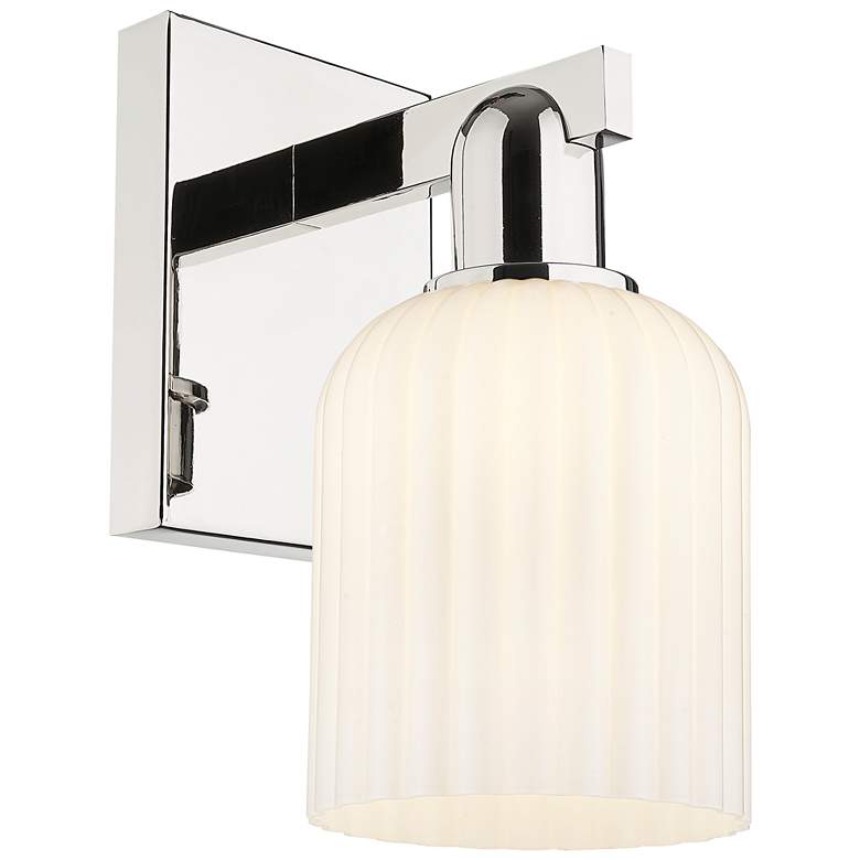 Image 1 Downtown Bridal Veil 11 "H Nickel Wall Sconce w/ White Swirl Shade