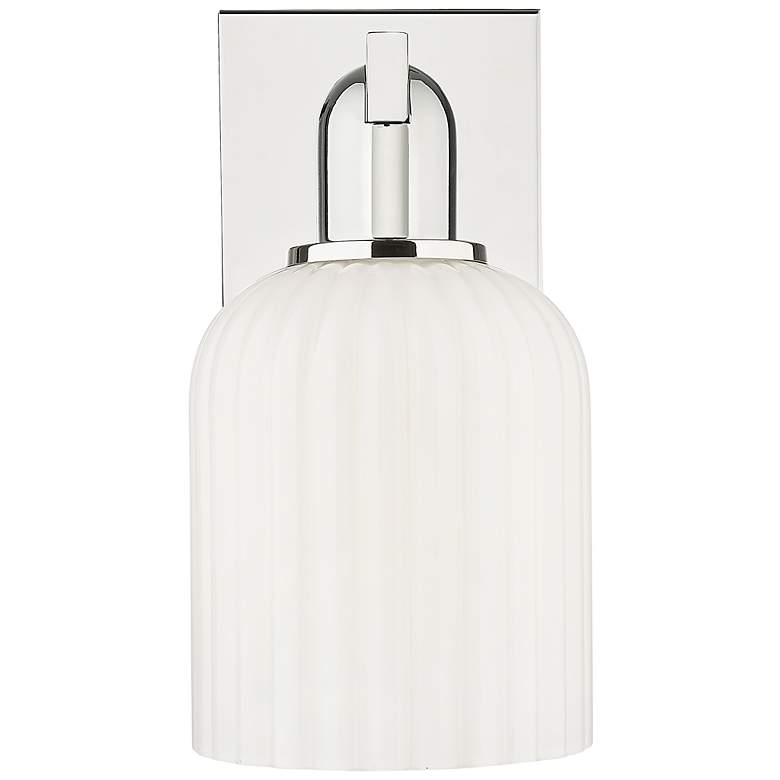 Image 2 Downtown Bridal Veil 11 "H Nickel Wall Sconce w/ White Swirl Shade more views