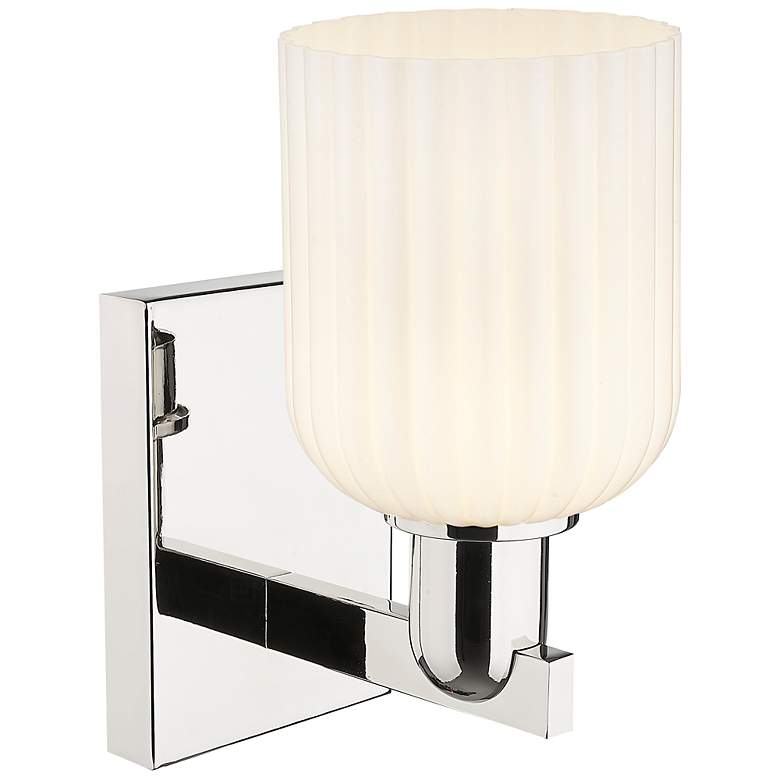 Image 3 Downtown Bridal Veil 11 "H Nickel Wall Sconce w/ White Swirl Shade more views