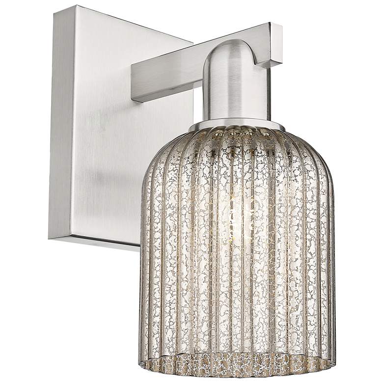Image 1 Downtown Bridal Veil 11 "H Satin Nickel Wall Sconce w/ Mercury Swirl Shade