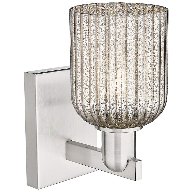 Image 2 Downtown Bridal Veil 11 "H Satin Nickel Wall Sconce w/ Mercury Swirl Shade more views