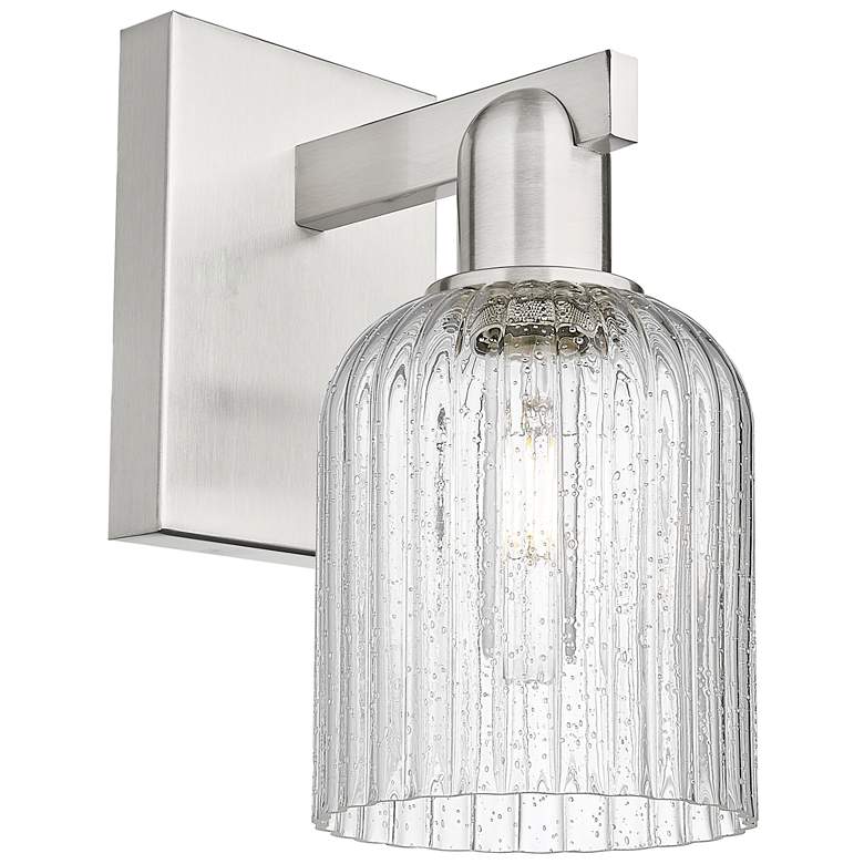 Image 1 Downtown Bridal Veil 11 "H Satin Nickel Wall Sconce w/ Seedy Swirl Shade