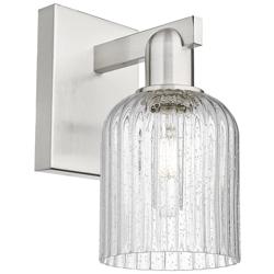 Downtown Bridal Veil 11 "H Satin Nickel Wall Sconce w/ Seedy Swirl Shade