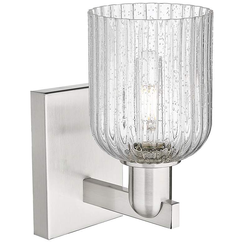 Image 2 Downtown Bridal Veil 11 "H Satin Nickel Wall Sconce w/ Seedy Swirl Shade more views