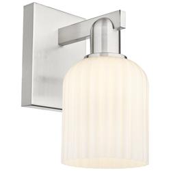 Downtown Bridal Veil 11 "H Satin Nickel Wall Sconce w/ White Swirl Shade