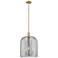 Downtown Bridal Veil 12"W 3 Light Brass Mini Pendant w/ Light Smoke