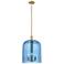 Downtown Bridal Veil 12"W 3 Light Brushed Brass Mini Pendant w/ Blue
