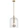 Downtown Bridal Veil 12"W 3 Light Brushed Brass Mini Pendant w/ Clear