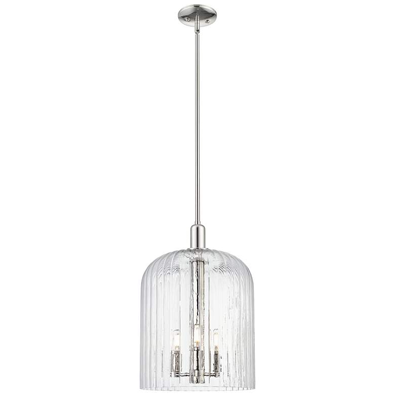 Image 1 Downtown Bridal Veil 12"W 3 Light Nickel Mini Pendant w/ Clear