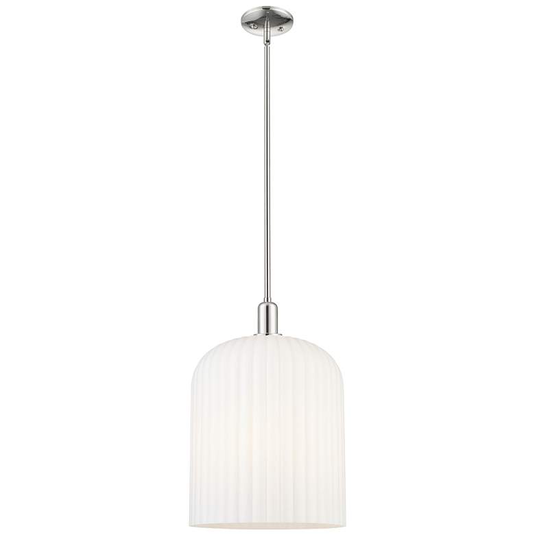 Image 1 Downtown Bridal Veil 12"W 3 Light Nickel Mini Pendant w/ Gloss White
