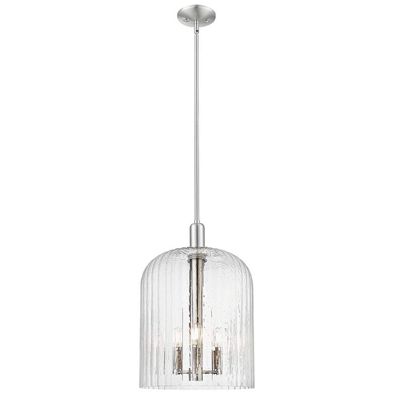Image 1 Downtown Bridal Veil 12"W 3 Light Satin Nickel Mini Pendant w/ Seedy