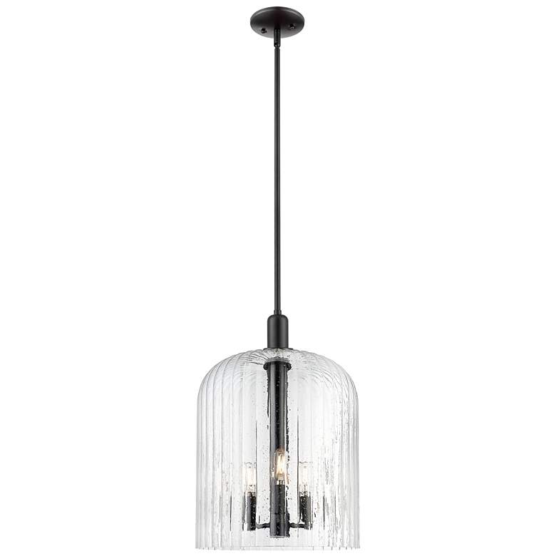 Image 1 Downtown Bridal Veil 12"W 3 Light Stem Black Mini Pendant w/ Seedy