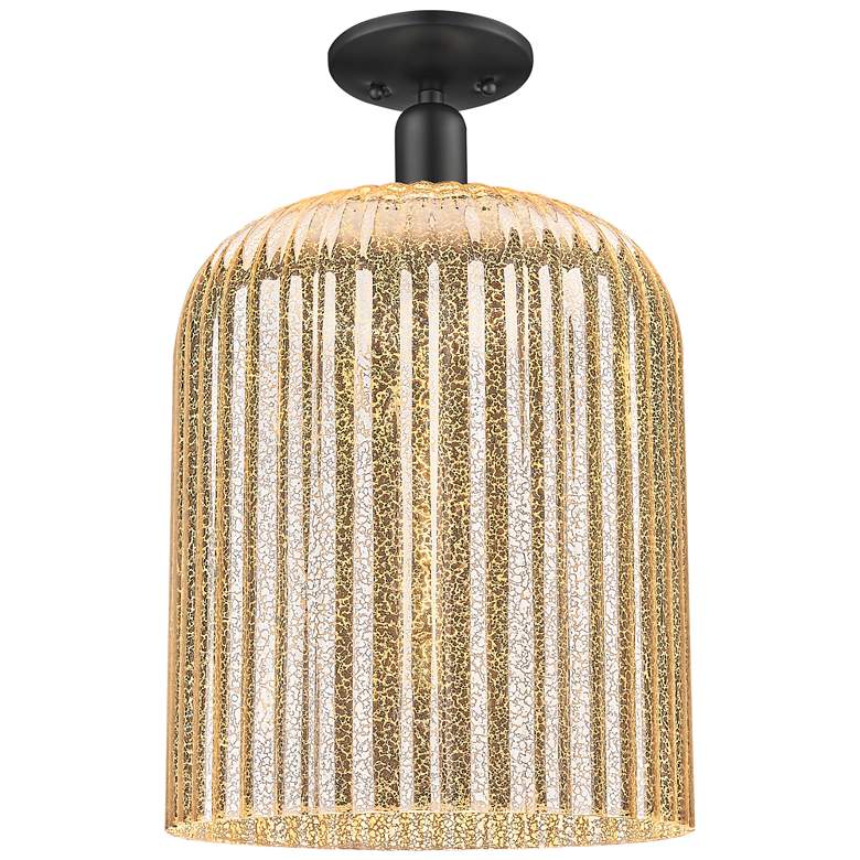 Image 1 Downtown Bridal Veil 12"W Black Semi Flush Mount w/ Mercury Shade