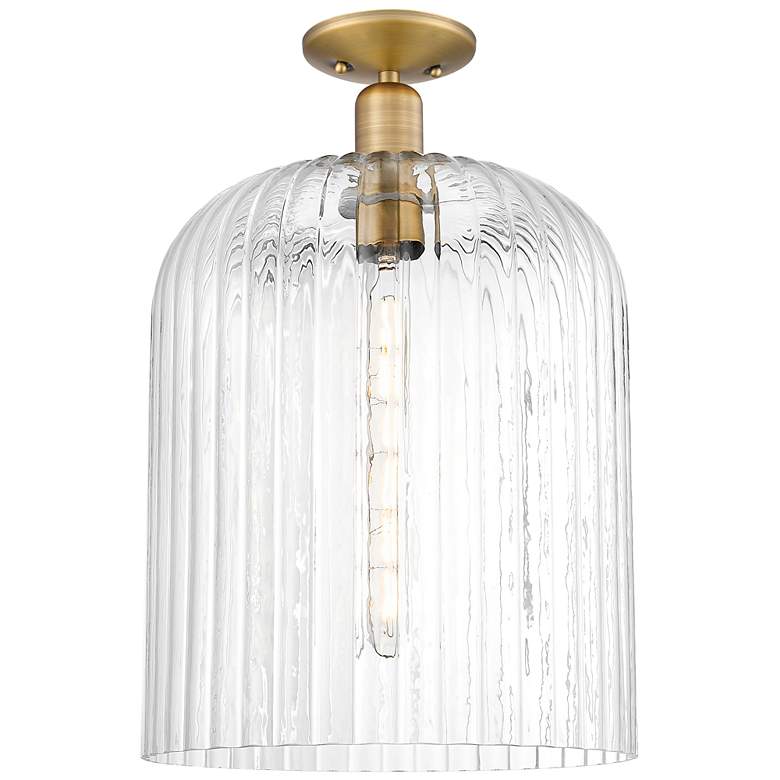 Image 1 Downtown Bridal Veil 12"W Brass Semi Flush Mount w/ Clear Shade