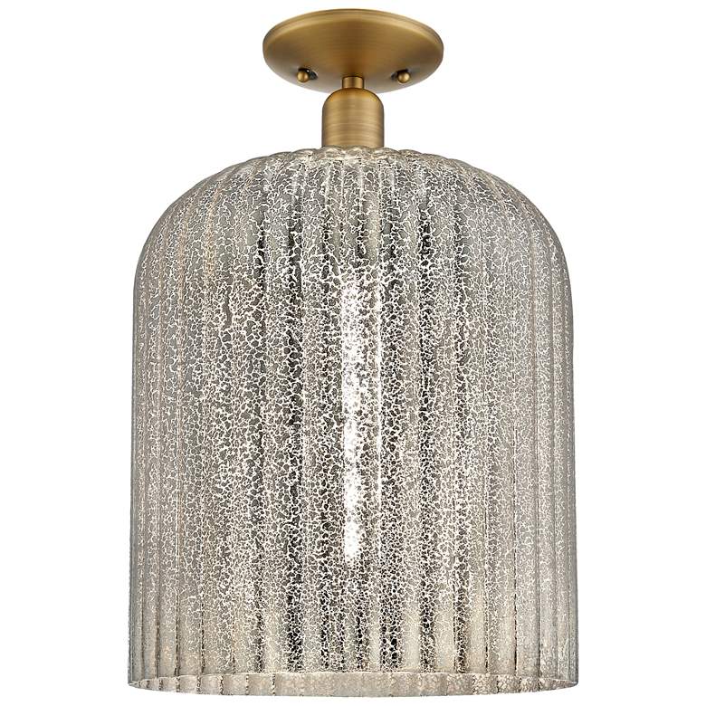 Image 1 Downtown Bridal Veil 12"W Brass Semi Flush Mount w/ Mercury Shade