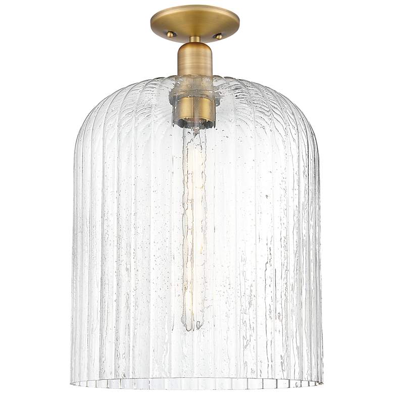 Image 1 Downtown Bridal Veil 12"W Brass Semi Flush Mount w/ Seedy Shade