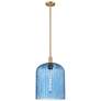Downtown Bridal Veil 12"W Brushed Brass Mini Pendant w/ Blue Shade