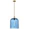 Downtown Bridal Veil 12"W Brushed Brass Mini Pendant w/ Blue Shade