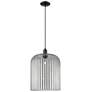 1_Downtown Bridal Veil 12"W Cord Black Mini Pendant w/ Light Smoke Shade
